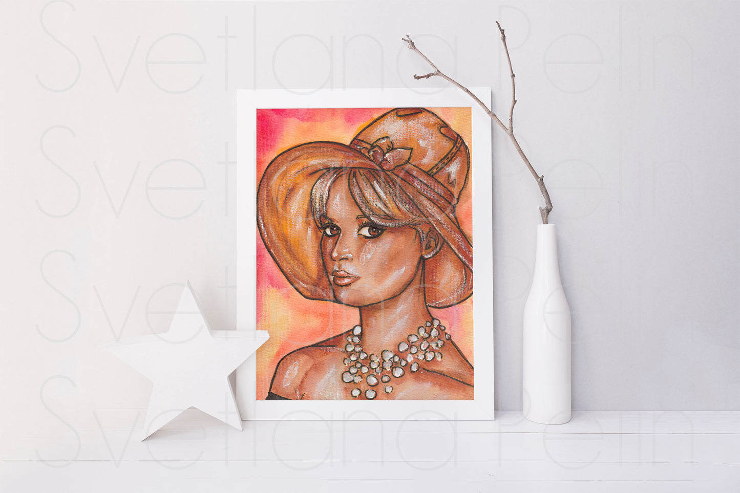 Brigitte Bardot, ORIGINAL Watercolour Painting, Artwork by Svetlana Pelin