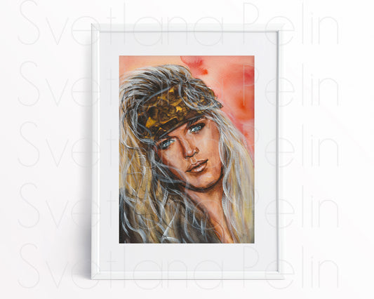 Poison, Bret Michaels, ORIGINAL Watercolor Painting, Artwork by Svetlana Pelin