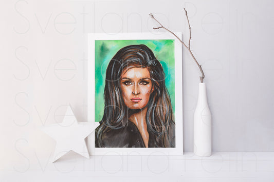 Dalida, ORIGINAL Watercolour Painting, Artwork by Svetlana Pelin