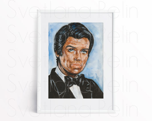 Pierce Brosnan, ORIGINAL Watercolor Painting, Artwork by Svetlana Pelin