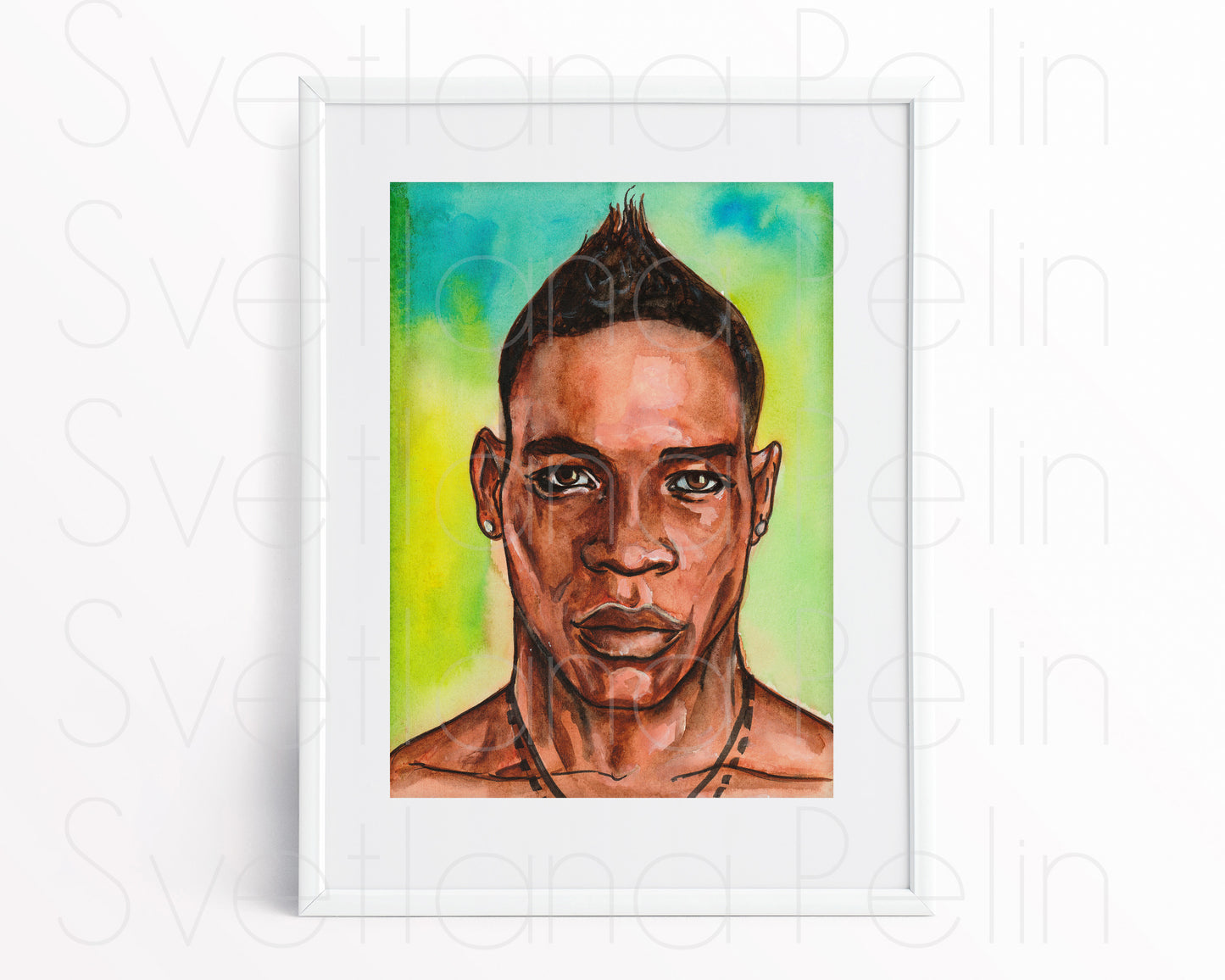 Mario Balotelli, ORIGINAL Watercolor Painting, Artwork by Svetlana Pelin