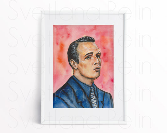 Marlon Brando, ORIGINAL Watercolor Painting, Artwork by Svetlana Pelin