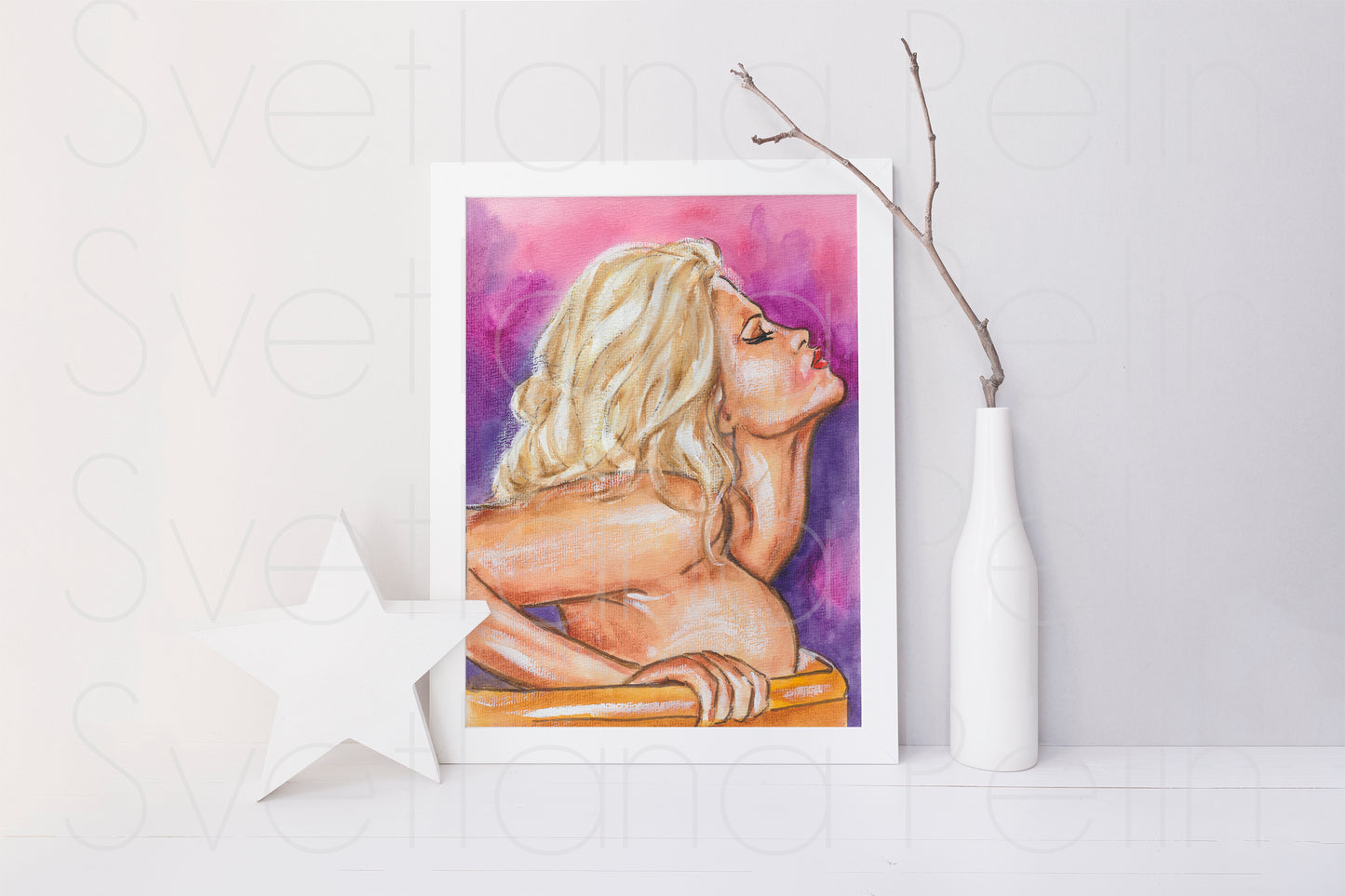 Anna Nicole Smith, ANS, ORIGINAL Watercolor Painting, Artwork by Svetlana Pelin