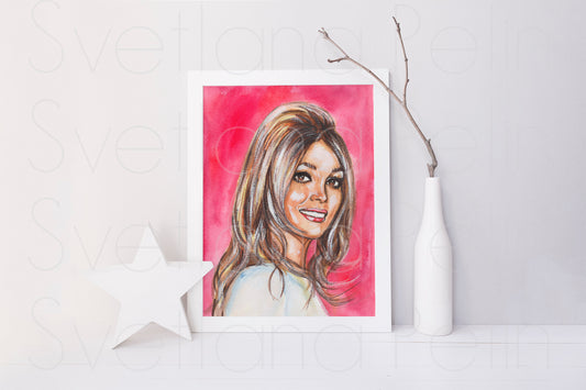 Sharon Tate, ORIGINAL Watercolor Painting, Artwork by Svetlana Pelin