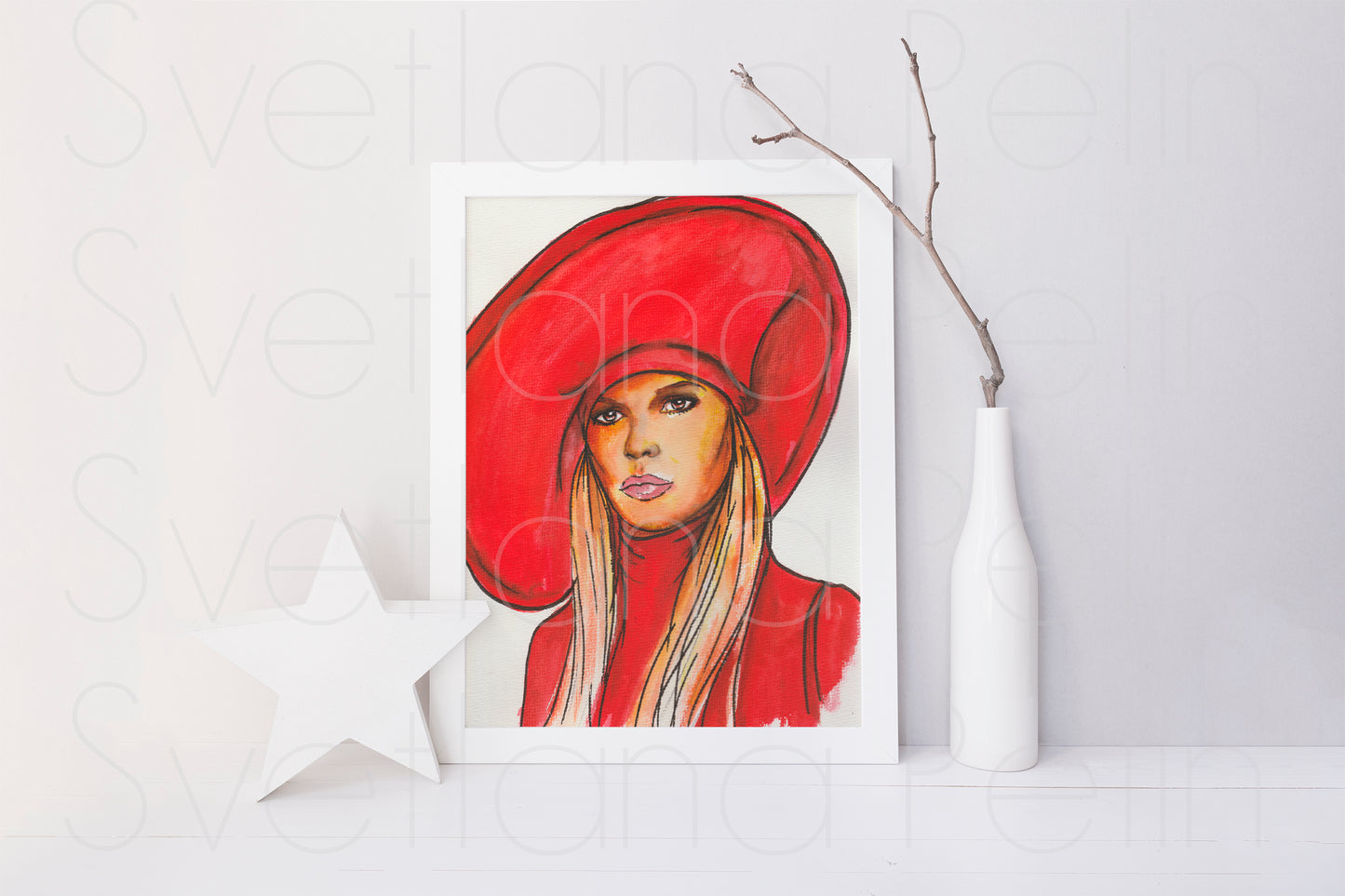 Kim Basinger, ORIGINAL Watercolor Painting, Artwork by Svetlana Pelin