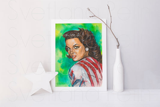 Jane Russell, ORIGINAL Watercolor Painting, Artwork by Svetlana Pelin