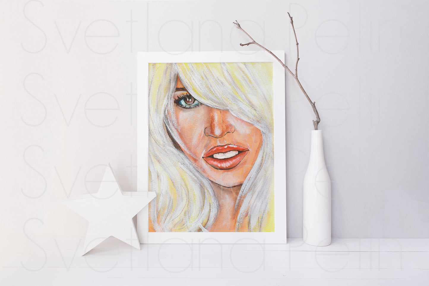 Brigitte Bardot, ORIGINAL Watercolour Painting, Artwork by Svetlana Pelin