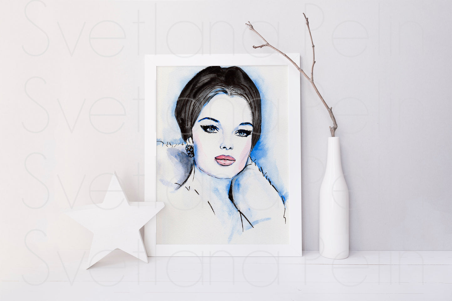 Romy Schneider, ORIGINAL Watercolor Painting, Artwork by Svetlana Pelin