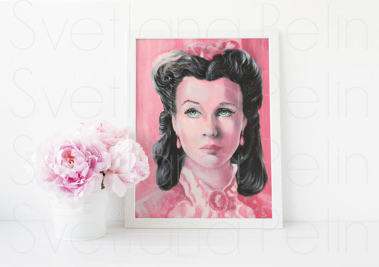 Vivien Leigh, Scarlett O'Hara, Gone with the Wind, ART PRINT Signed by Artist