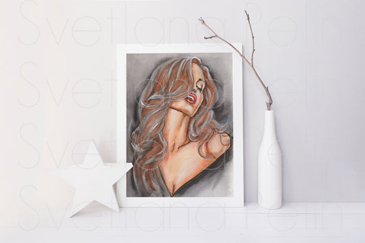 Angelina Jolie, ORIGINAL Watercolour Painting, Artwork by Svetlana Pelin