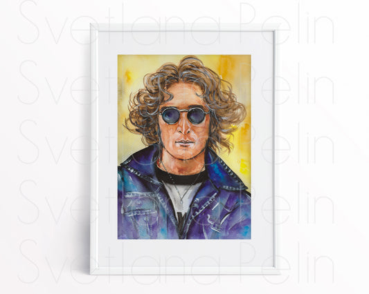 John Lennon, ORIGINAL Watercolor Painting, Artwork by Svetlana Pelin