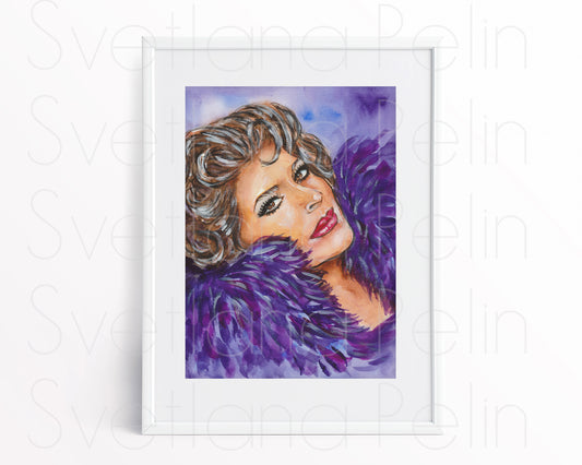 Fanny Ardant, ORIGINAL Watercolour Painting, Artwork by Svetlana Pelin