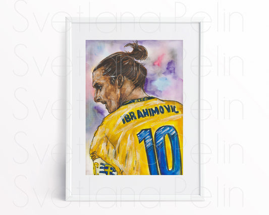 Zlatan Ibrahimović, ORIGINAL Watercolor Painting, Artwork by Svetlana Pelin