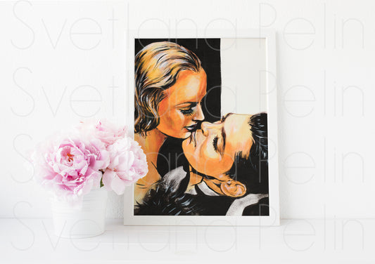 Clark Gable, Carole Lombard, ART PRINT Signed by Artist