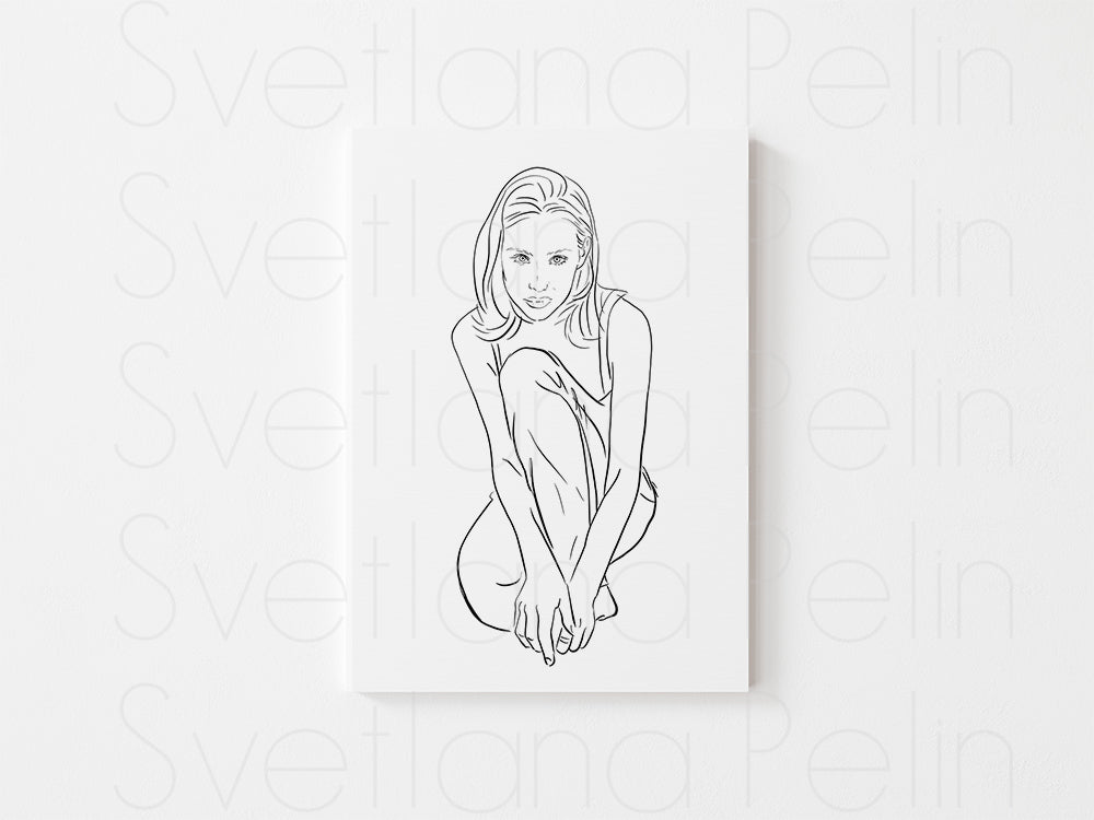 Set of 7 Coloring Pages, Actresses, Printed Illustration, High Quality Paper, Art by Svelana Pelin