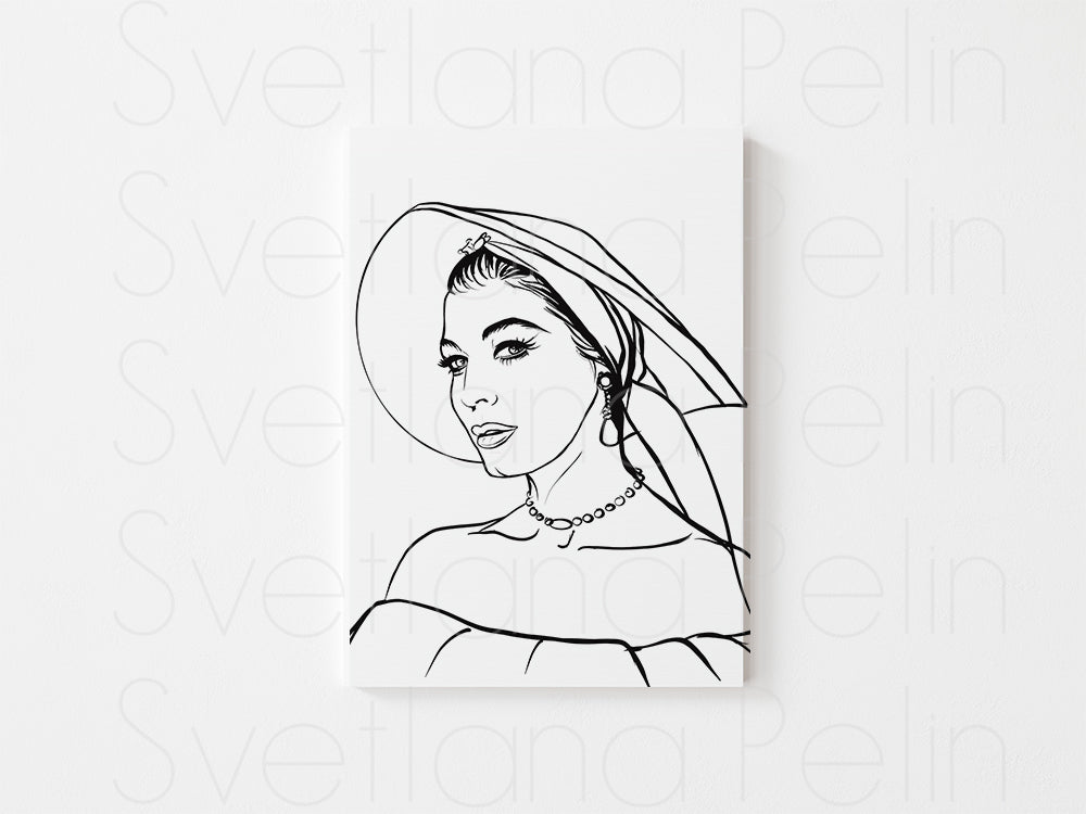 Set of 5 Coloring Pages, Old Hollywood Actresses, Printed Illustration, High Quality Paper, Art by Svelana Pelin