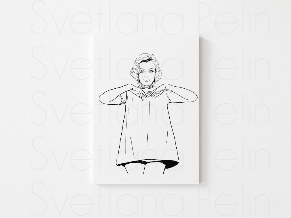 Set of 5 Coloring Pages, Old Hollywood Actresses, Printed Illustration, High Quality Paper, Art by Svelana Pelin