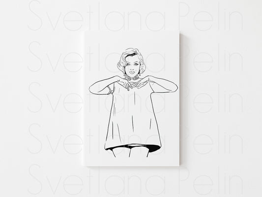 Set of 5 Coloring Pages, Old Hollywood Actresses, Printed Illustration, High Quality Paper, Art by Svelana Pelin