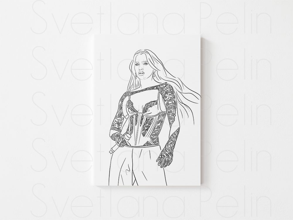 Set of 5 Coloring Pages, Singers, Printed Illustration, High Quality Paper, Old Hollywood, Art by Svelana Pelin