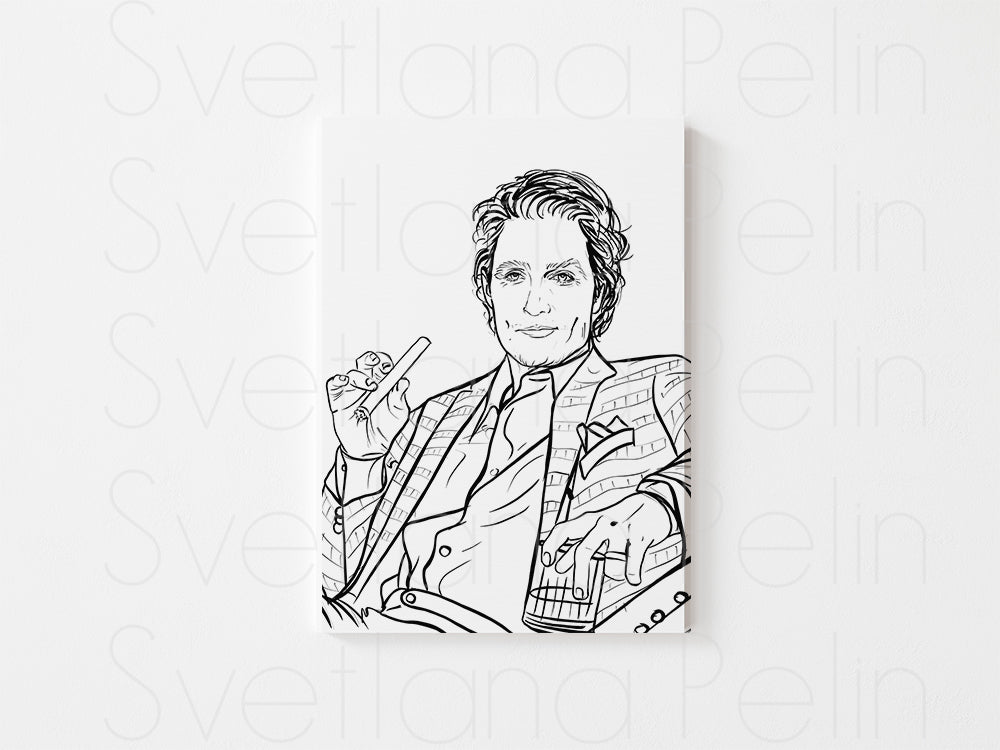 Set of 8 Coloring Pages, Actors, Printed Illustration, High Quality Paper, Old Hollywood, Art by Svelana Pelin