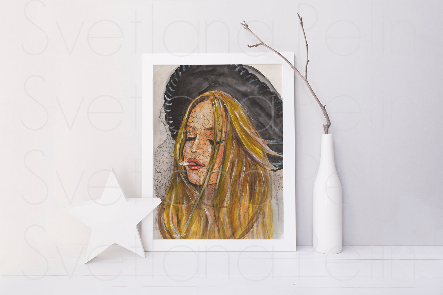 Vanessa Paradis, ORIGINAL Watercolor Painting, Artwork by Svetlana Pelin