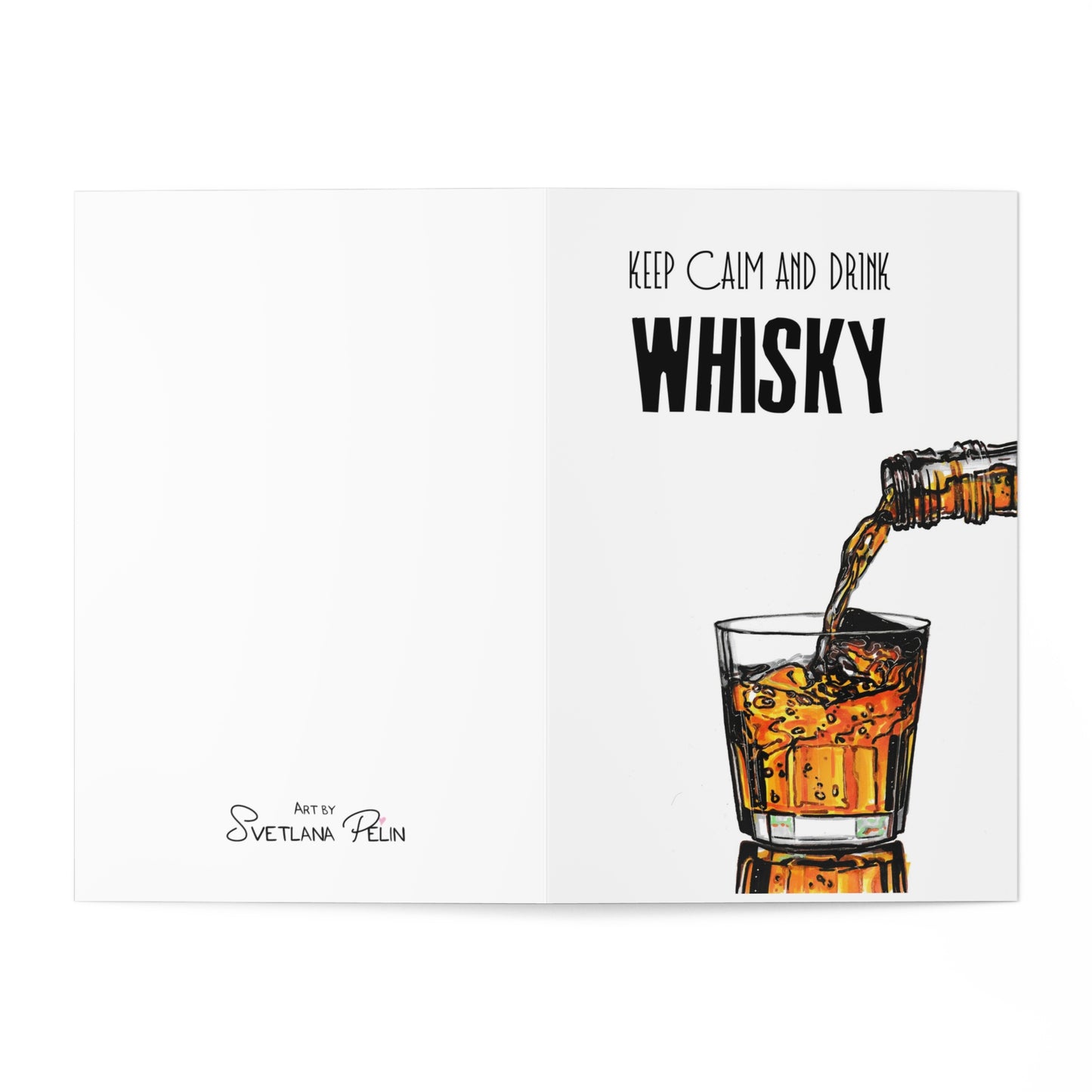 Keep Calm Drink Whiskey, Card for Him, Greeting Cards (7 pcs)