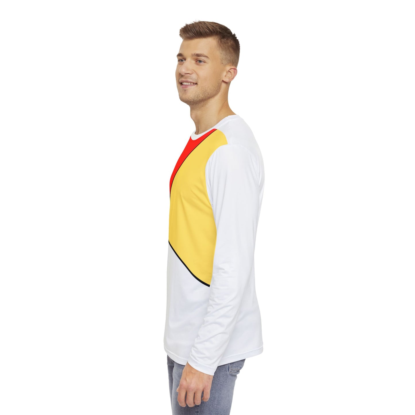 Red, Yellow, White, Men's Long Sleeve Shirt (AOP)