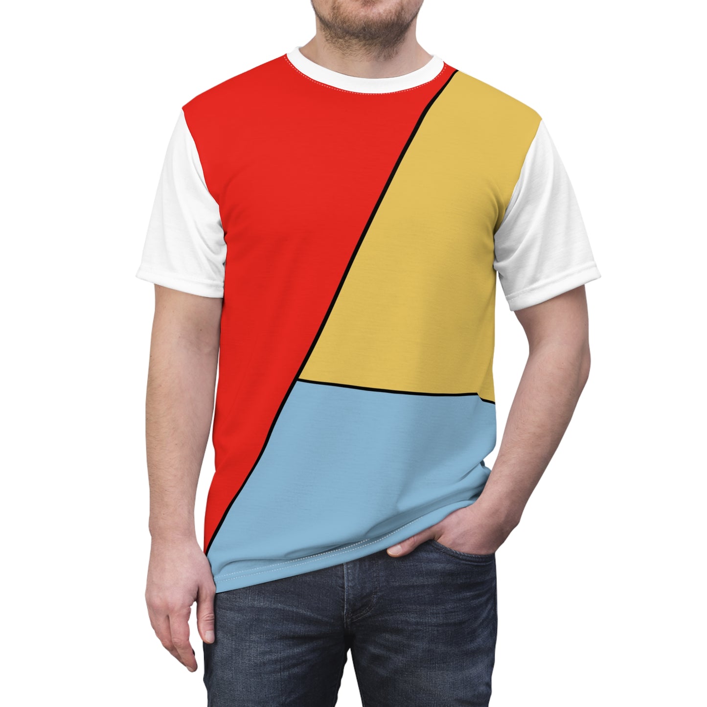 Red, Yellow, Blue, Unisex Cut & Sew Tee (AOP)