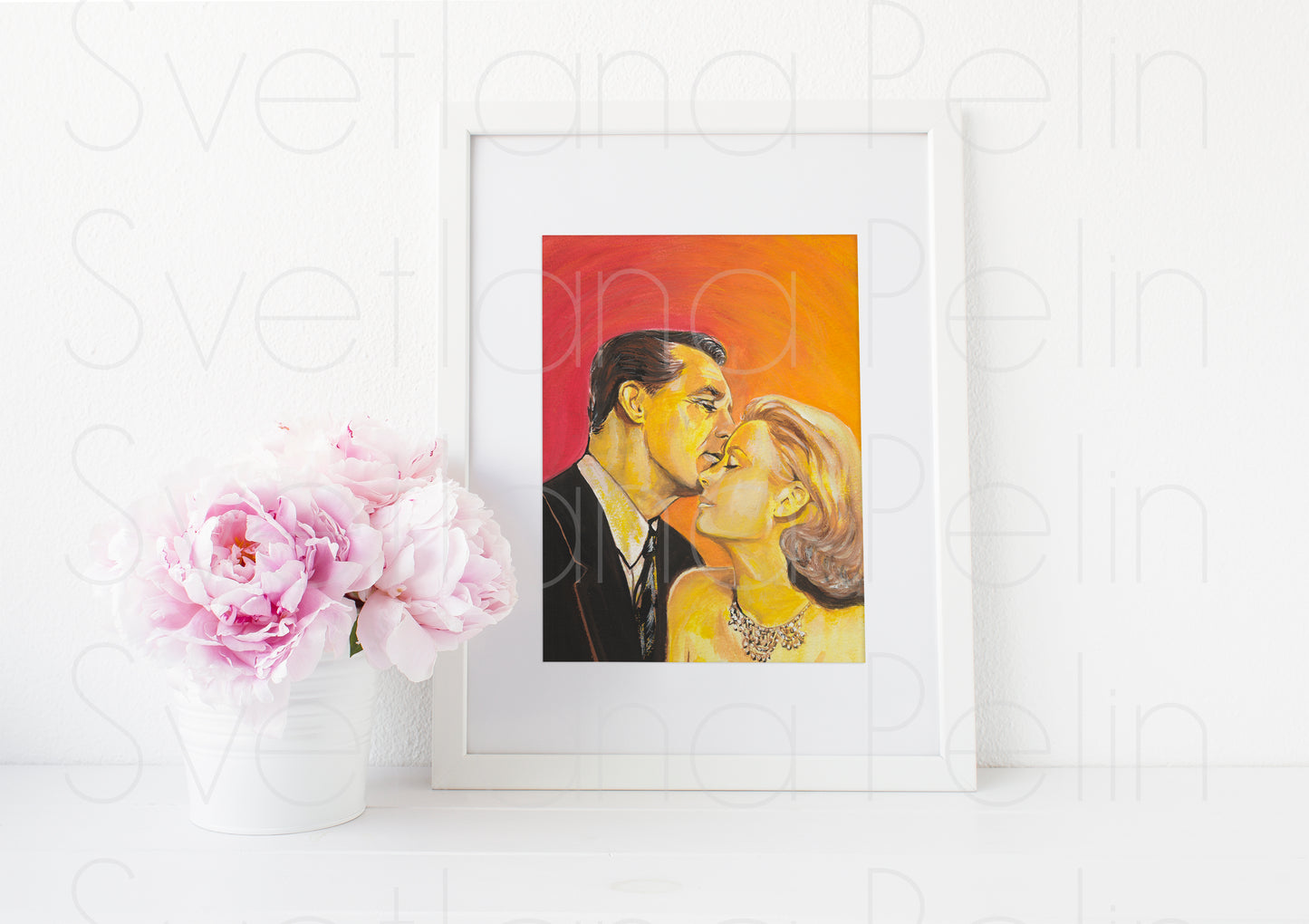 Cary Grant, Grace Kelly, ART PRINT Signed by Artist