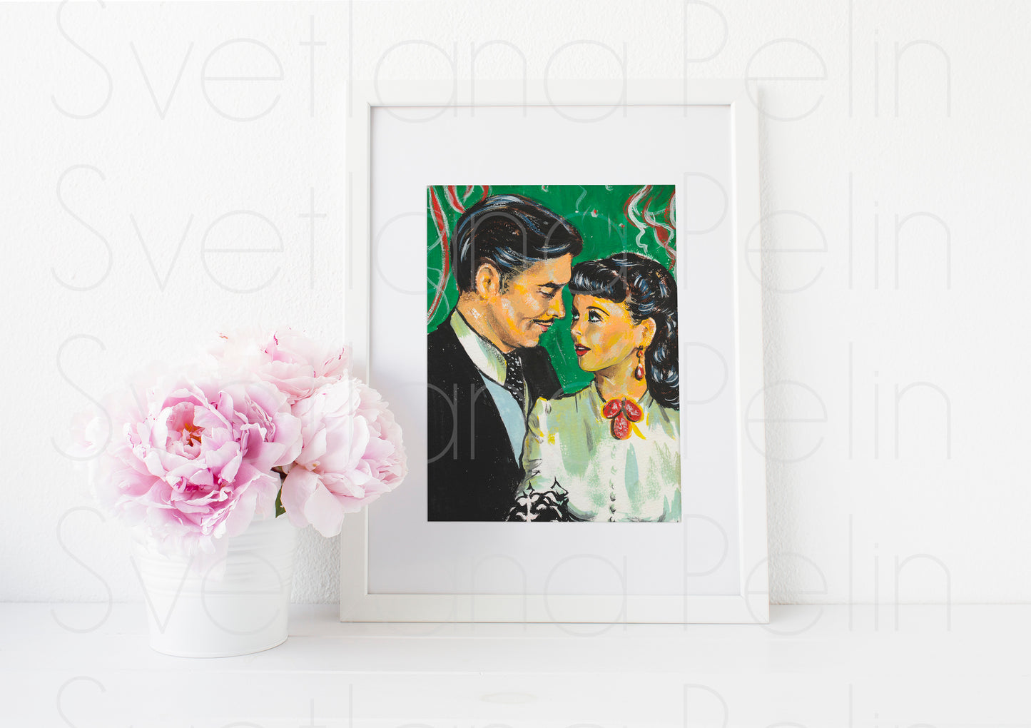 Clark Gable, Vivien Leigh, Scarlett O'Hara, Rhett Butler, Gone with the Wind, ART PRINT Signed by Artist