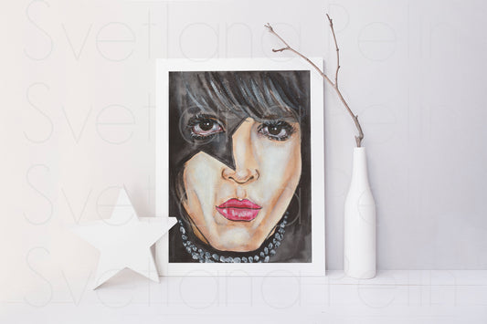 Paul Stanley, PS, Kiss, ORIGINAL Watercolor Painting, Artwork by Svetlana Pelin