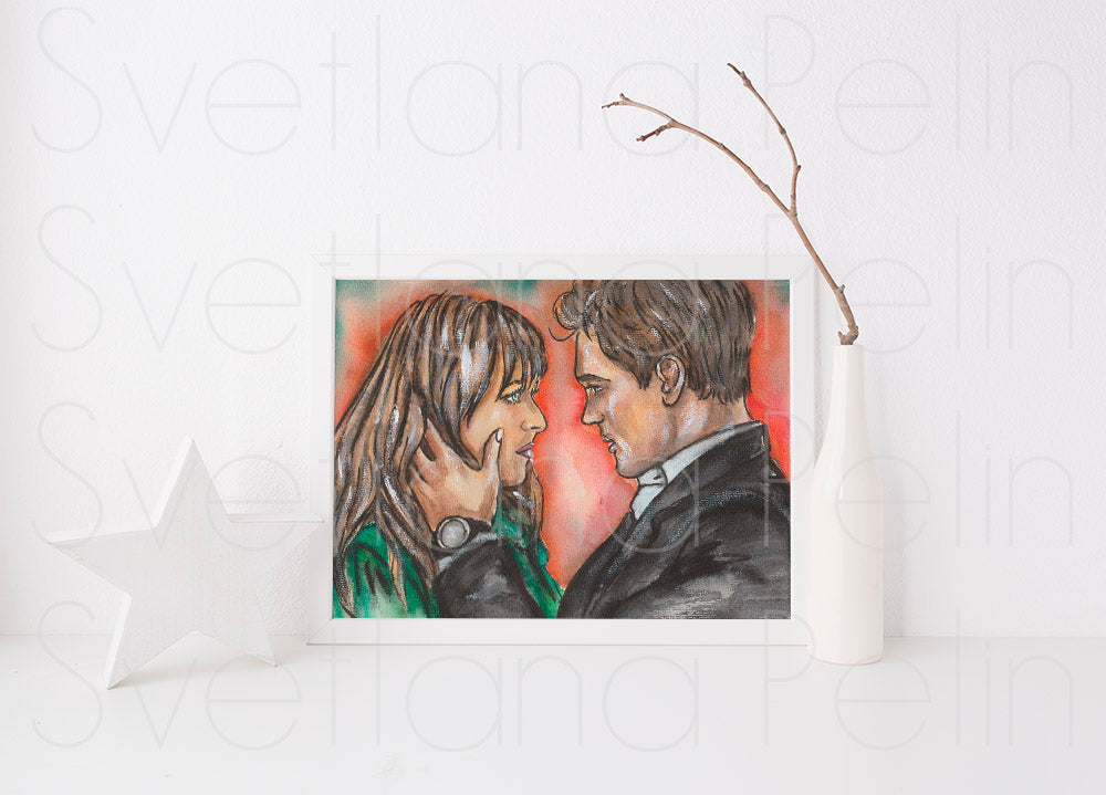 Dakota Johnson, Jamie Dornan, ORIGINAL Watercolour Painting, Artwork by Svetlana Pelin