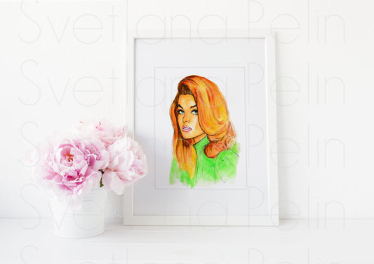 Ann-Margret, ORIGINAL Watercolour Painting, Artwork by Svetlana Pelin