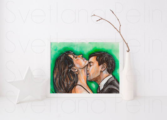 Dakota Johnson, Jamie Dornan, ORIGINAL Watercolour Painting, Artwork by Svetlana Pelin