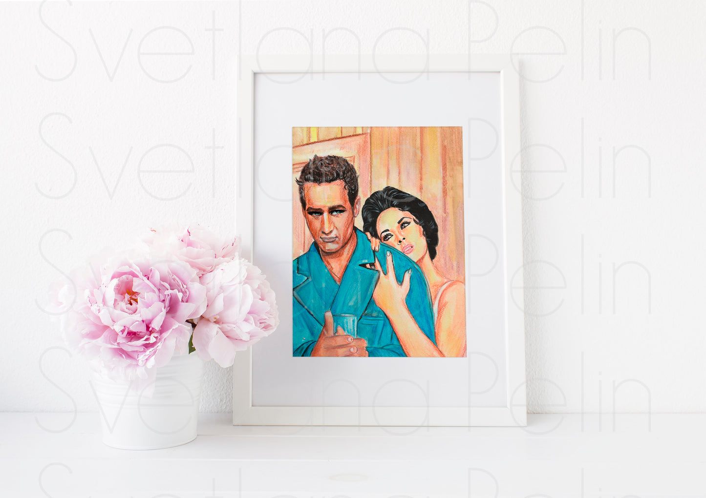 Elizabeth Taylor, Paul Newman, Cat on a Hot Tin Roof, ART PRINT Signed by Artist