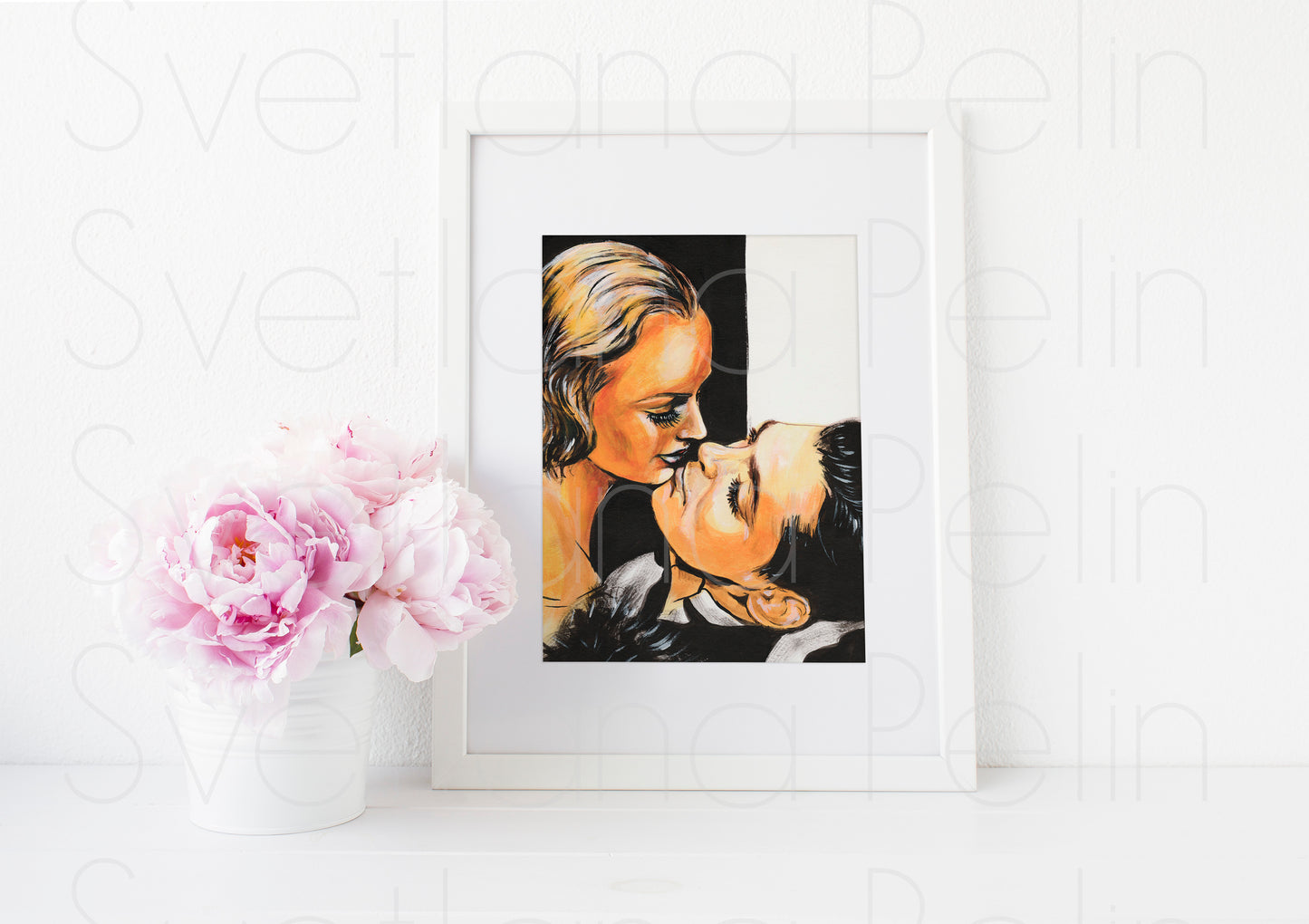 Clark Gable, Carole Lombard, ART PRINT Signed by Artist