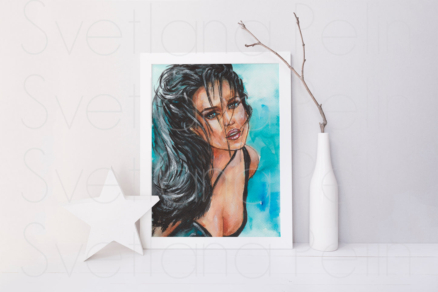 Monica Bellucci, ORIGINAL Watercolor Painting, Artwork by Svetlana Pelin