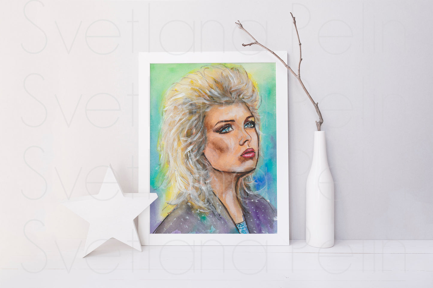 Kim Wilde, KW, ORIGINAL Watercolor Painting, Artwork by Svetlana Pelin