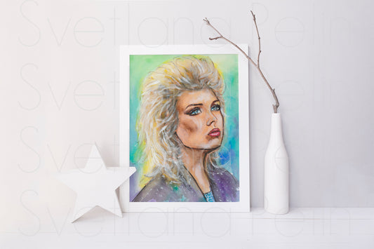 Kim Wilde, KW, ORIGINAL Watercolor Painting, Artwork by Svetlana Pelin