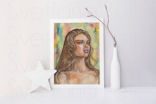 Brooke Shields, ORIGINAL Watercolour Painting, Artwork by Svetlana Pelin