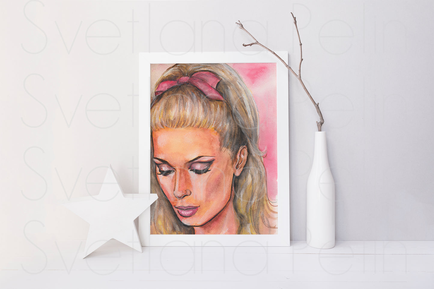 Catherine Deneuve, ORIGINAL Watercolour Painting, Artwork by Svetlana Pelin