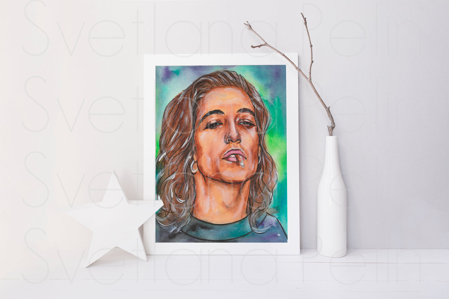 Damiano David, ORIGINAL Watercolor Painting, Artwork by Svetlana Pelin