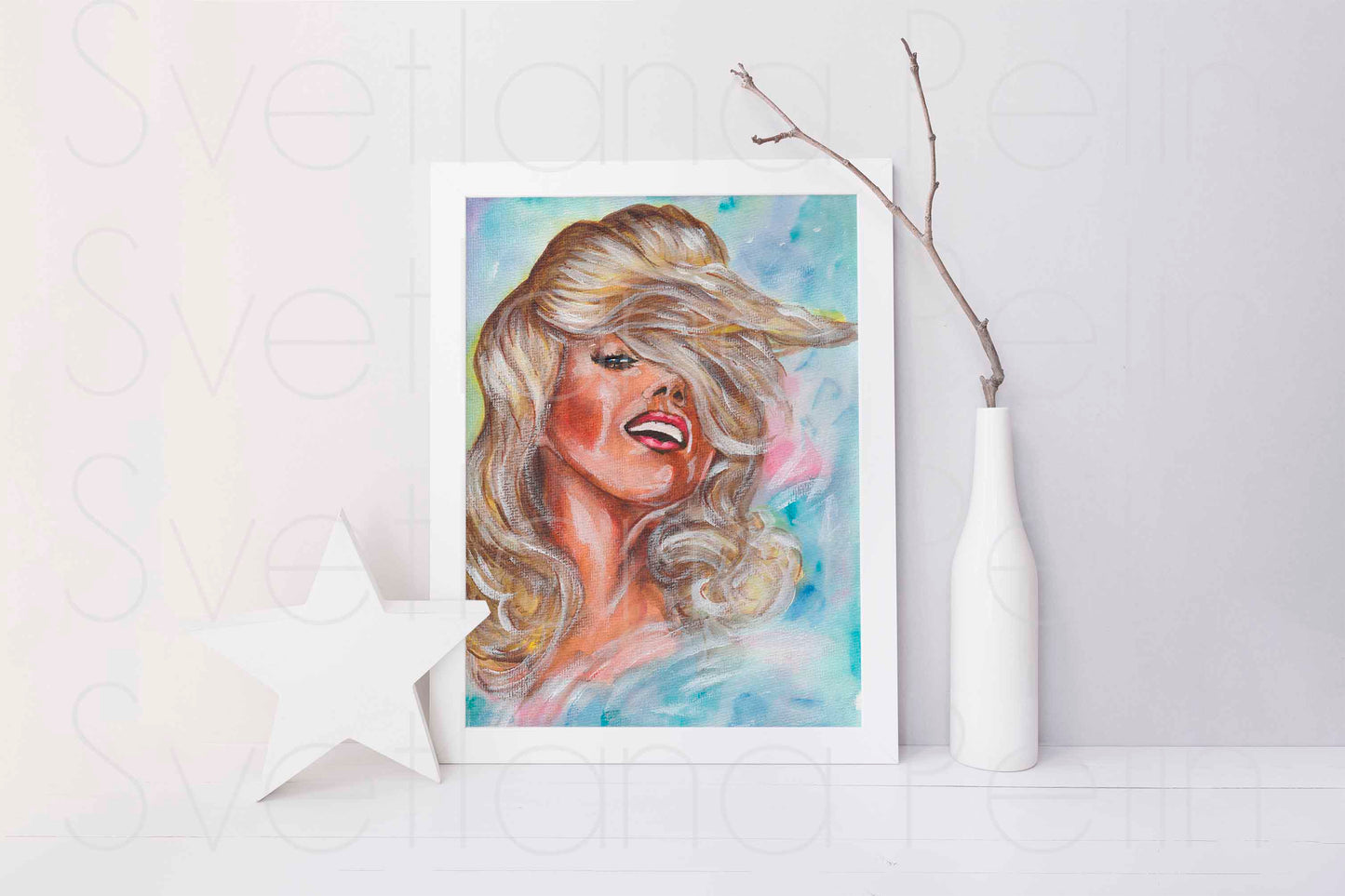 Marilyn Monroe, Jack Cardiff, ORIGINAL Watercolor Painting, Artwork by Svetlana Pelin