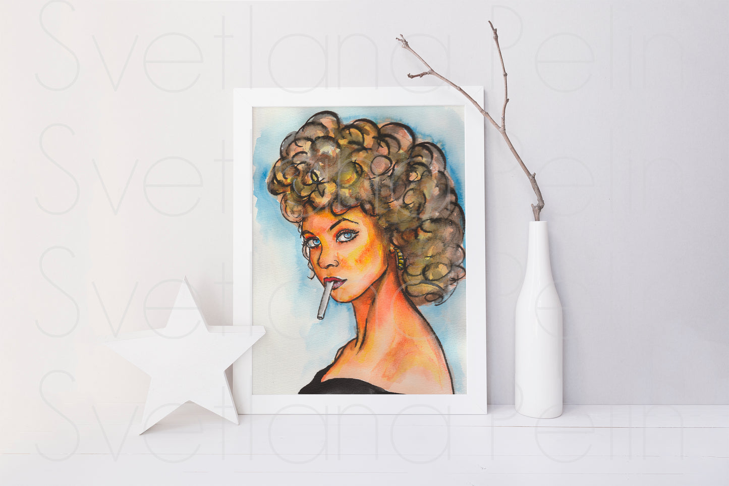 Olivia Newton-John, Sandy, Grease, ORIGINAL Watercolor Painting, Artwork by Svetlana Pelin