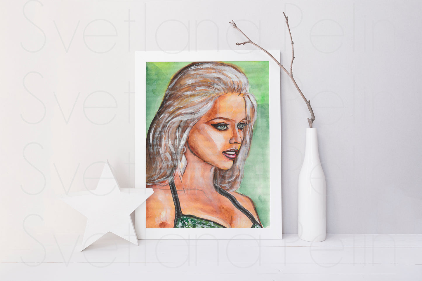 Amber Heard, ORIGINAL Watercolor Painting, Artwork by Svetlana Pelin