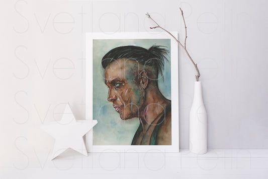 Till Lindemann, ORIGINAL Watercolor Painting, Artwork by Svetlana Pelin