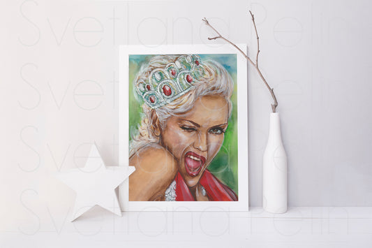 Gwen Stefani, ORIGINAL Watercolour Painting, Artwork by Svetlana Pelin