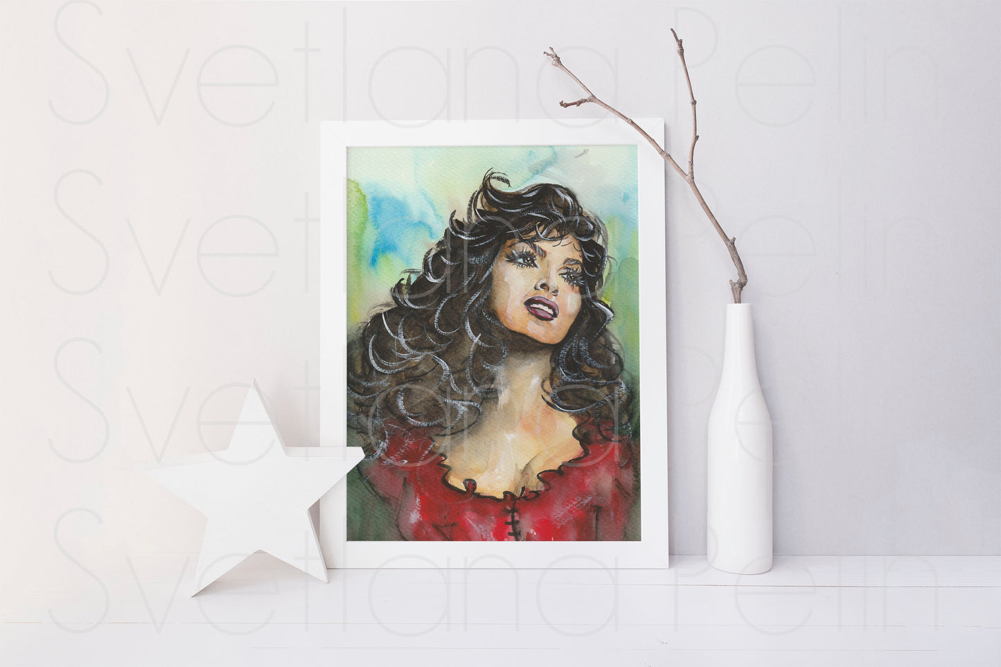 Gina Lollobrigida, Esmeralda, Notre-Dame de Paris, ORIGINAL Watercolour Painting, Artwork by Svetlana Pelin