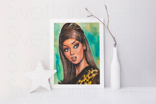 Tyra Banks, TB, ORIGINAL Watercolour Painting, Marker drawing, Portrait, Art, Artwork by Svetlana Pelin