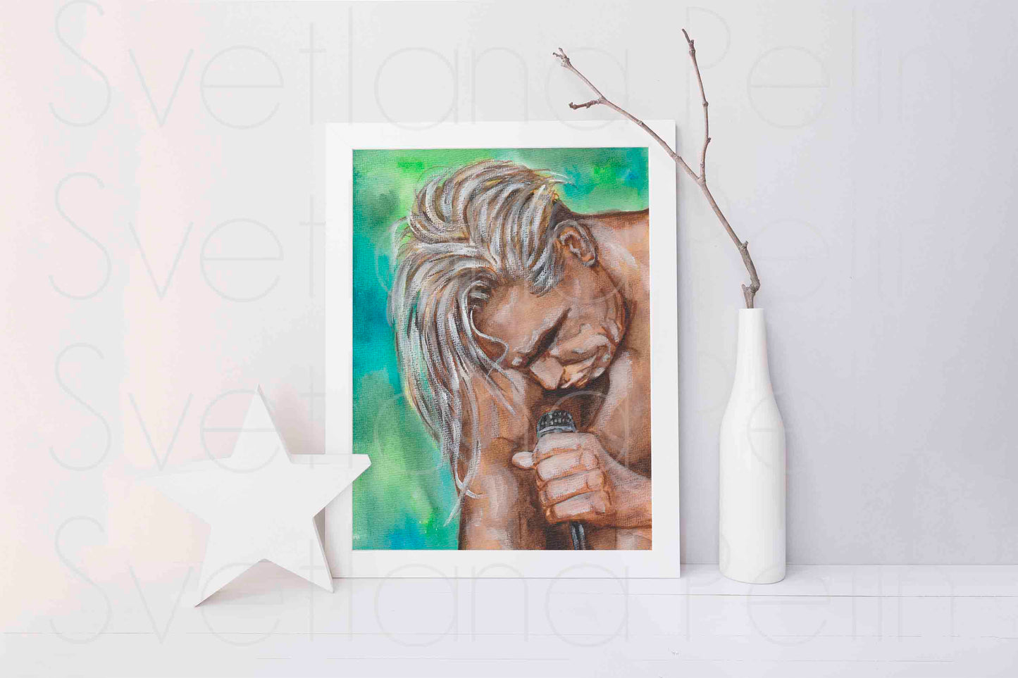 Till Lindemann, ORIGINAL Watercolor Painting, Artwork by Svetlana Pelin